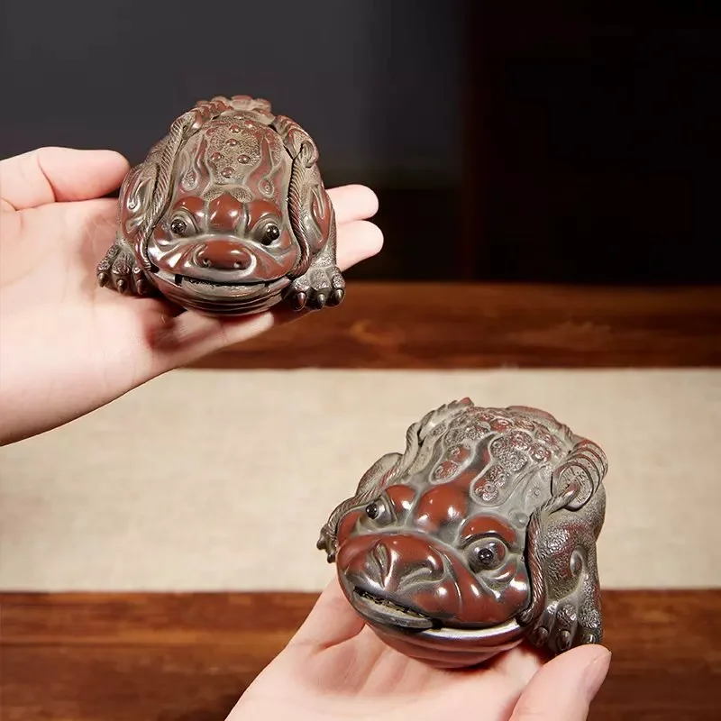 Qinzhou Nixing pottery tea pet ornament boutique tea table decoration accessories antique golden toad