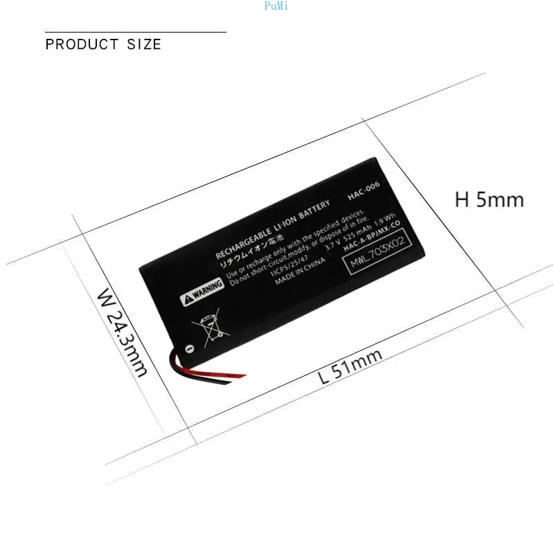 Batteria HAC-006 Batteria ricaricabile da 525 mAh per Nintendo HAC-015 HAC-016 HAC-A-JCL-C0 HAC-A-JCR-C0 Switch NS Joycon Controller