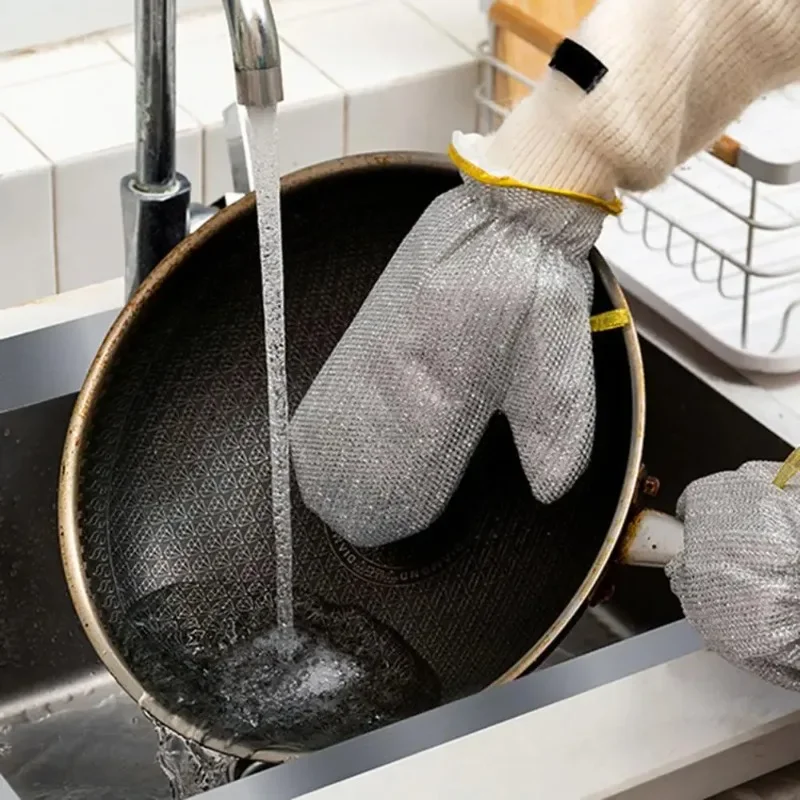 Oil Resistant and Comfortable Dishwashing Gloves, Steel Wool Dishwashing Gloves, Kitchen Waterproof and Heat-insulating