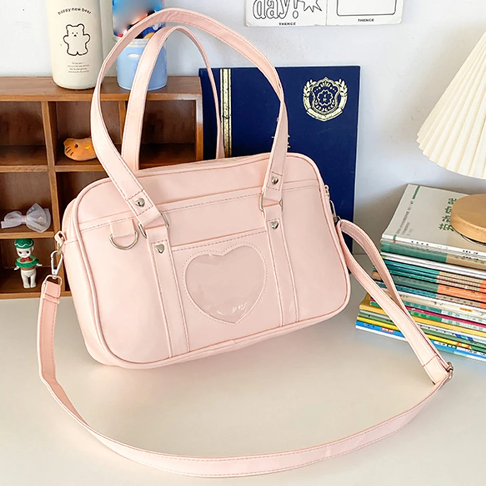 

Women Stylish Underarm Bag Large Capacity PU Jk School Handbag Adjustable Strap Kawaii Tote Bag for Shopping Commuting