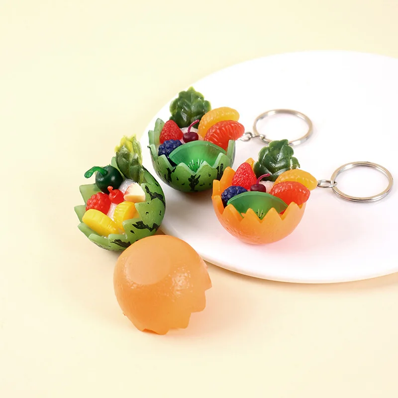 Mini Fruit Ice Salad Smoothie Fruit Orange Watermelon Bowl Plate Artificial Hanging Toys Simulation Home Decor Model Decoration