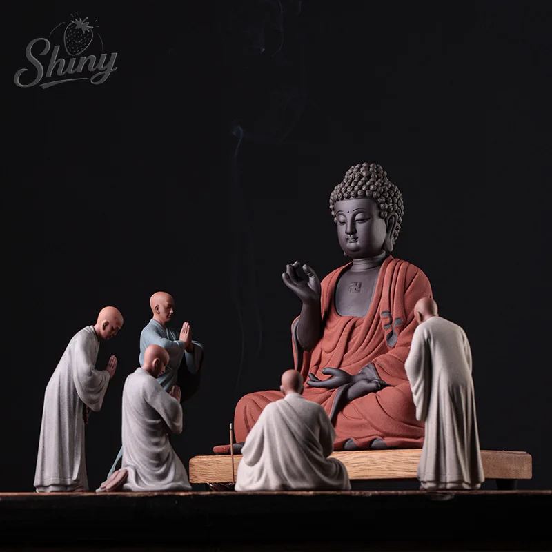 Small Monk Figurine Zen-style Ceramic Figure Small Novice Monk Chinese-style Living Room Entrance Hall Tea Table Decoration
