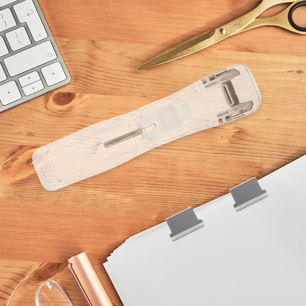 

3Sets Reusable Stapler Push Clamp Transparent Paper Binder Clip Dispenser Portable School Home Office No Staple Stapler