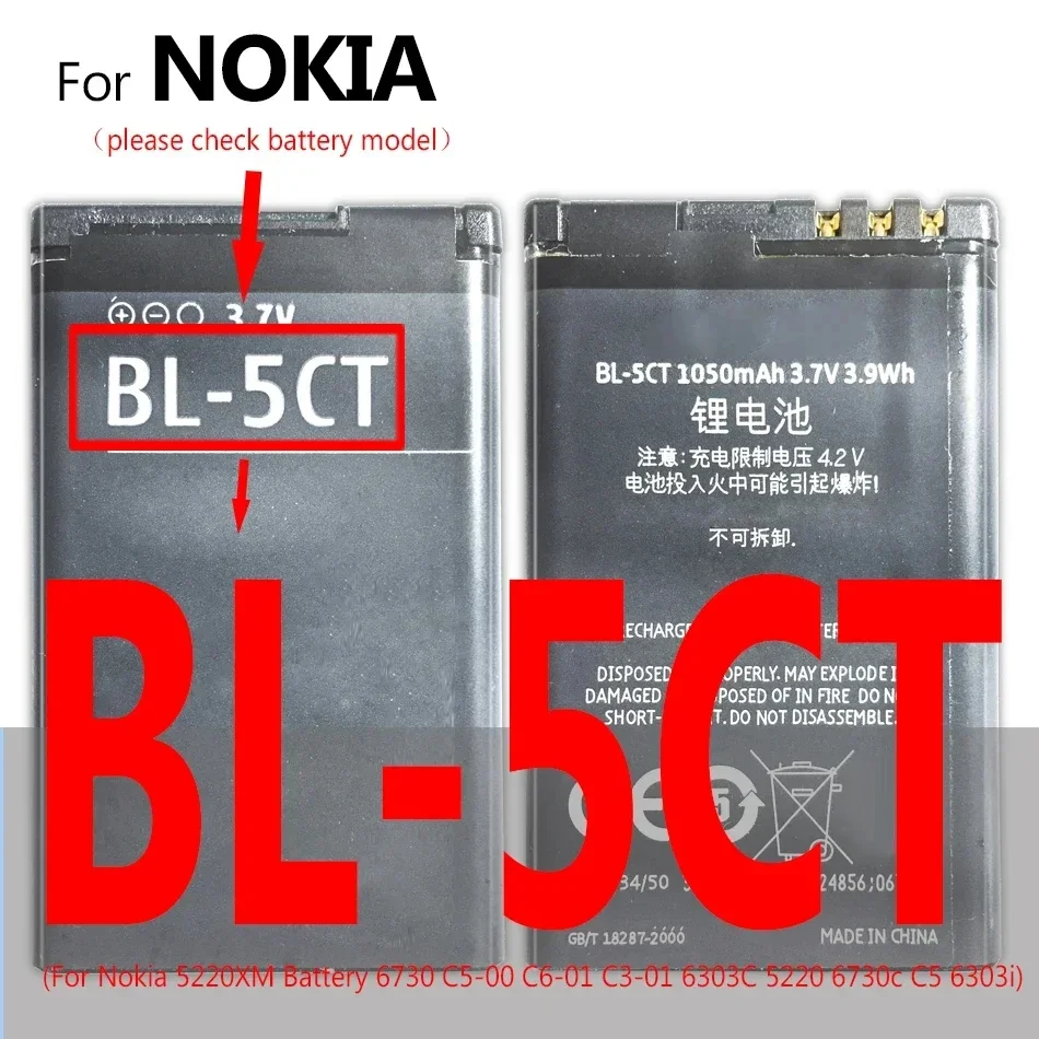 BL-4B BL-4C BL-4U BL-5B BL-5C BL-5CA BL-5CB BL-5CT BL-5J BL-6Q Battery For Nokia 6700 Classic 6700C E51i N82 N81 E51 BL 6Q 4C 5C