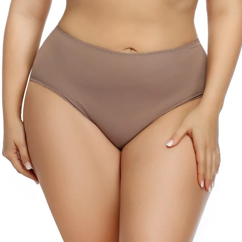 Beauwear-bragas elásticas de cintura alta para mujer, ropa interior de talla grande, Sexy, De satén