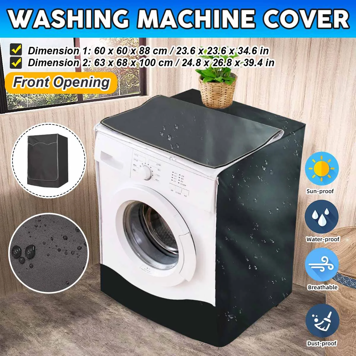 Waterproof Sunscreen Dust Proof Cover Washing Machine Cover Case Roller Washing Machine Protective Dust Front Load Wash Dryer