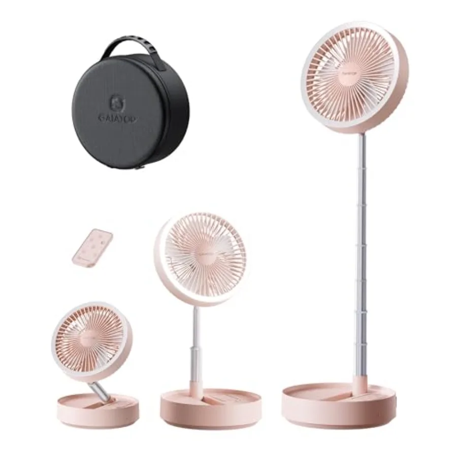 

Portable Pedestal Fan 16000mAh Battery [Max 74h Runtime] Foldable Oscillating Standing Fan Collapsible Desk Fans LED Light Case
