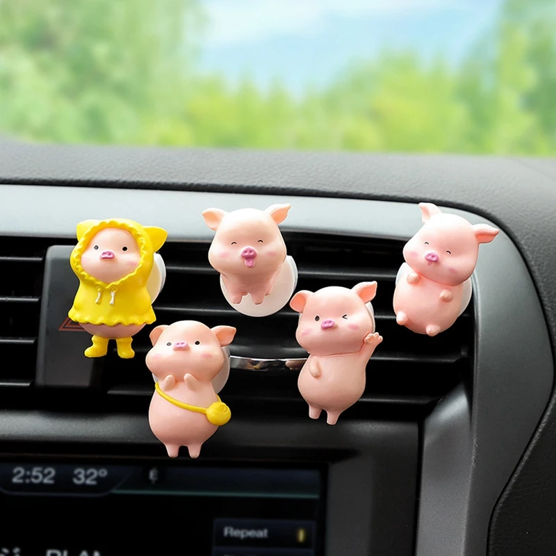 10Pcs Lovely Mini Pig Resin Ornaments Toy Cute Pink Pig Model Figurine Car Accessory Home Office Table Decor Birthday Gift