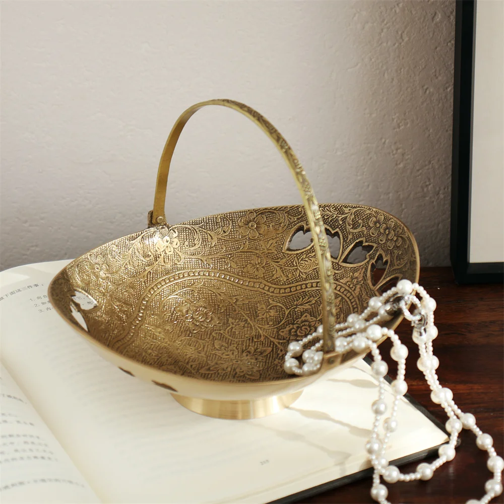 

Handmade Brass Tray Jewelry Storage Tray Snacks Display Organizer Home Office Outdoor Party Gift for Birthdays Weddings Holidays