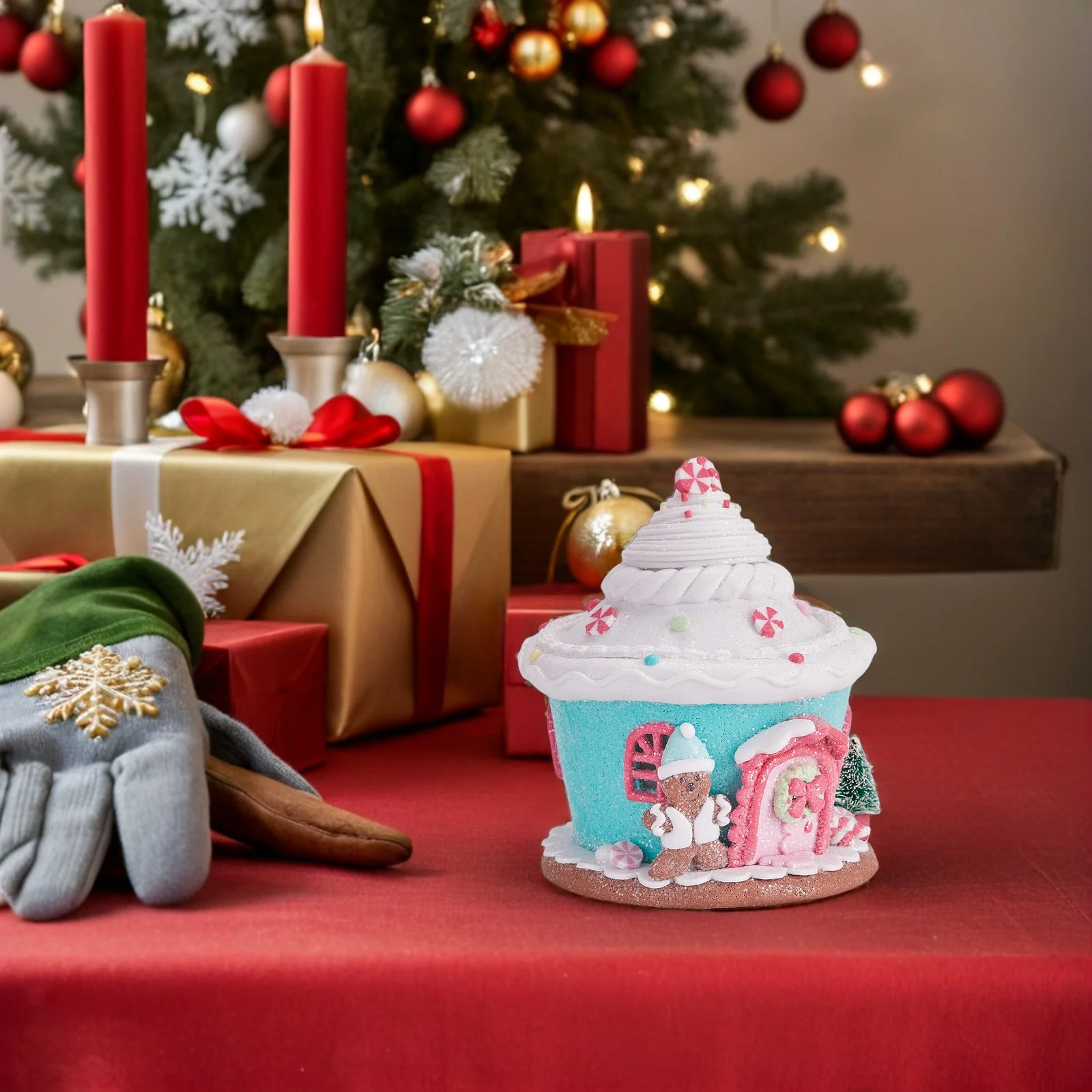 

Lighted Gingerbread , Illuminated Castle-Style Christmas Cottage Tabletop Decor, Led Candy For Holiday Village