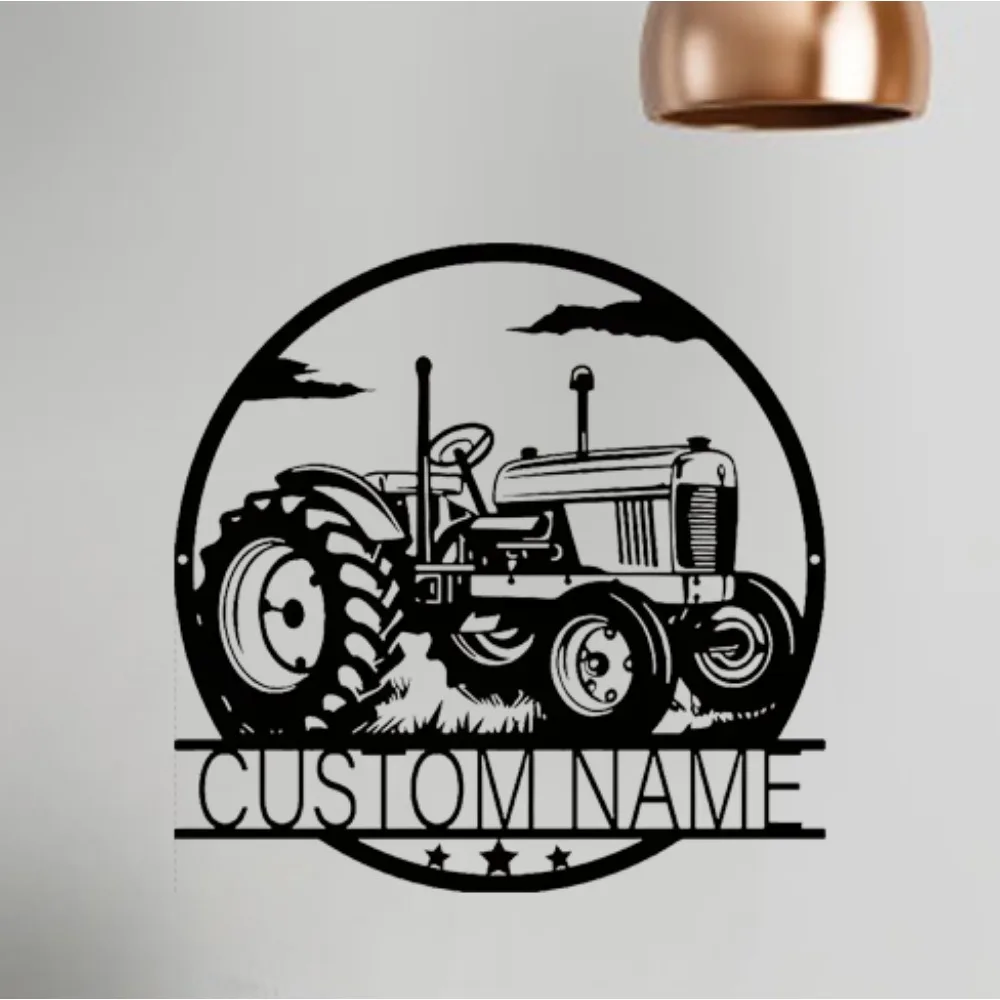 Housewarming Gift Idea 1pc Tailored Metal Wall Art Personalized Hollow Tractor Sign with Custom Name for Porch or Living Room