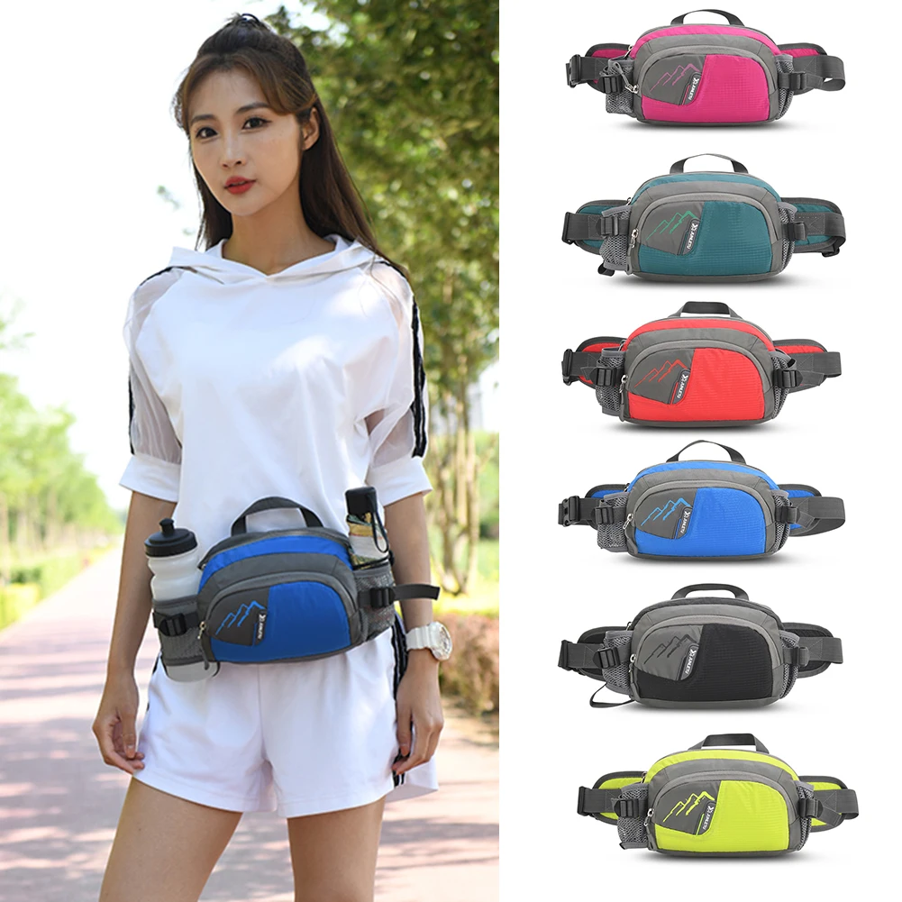 Fanny Pack Nylon Sports Waist Bag with Bottle Holder Bum Bag Waterproof for Cycling for Running Hiking for Hydration for Jogging