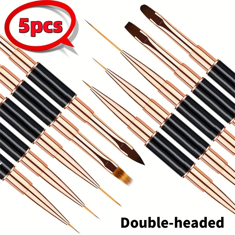 

5 шт., кисти для ногтей с двойным концом, кисти для дизайна ногтей, кисти для дизайна лайнера, дизайн для линий, полосок, рисования, живописи, профессиональные маникюрные инструменты