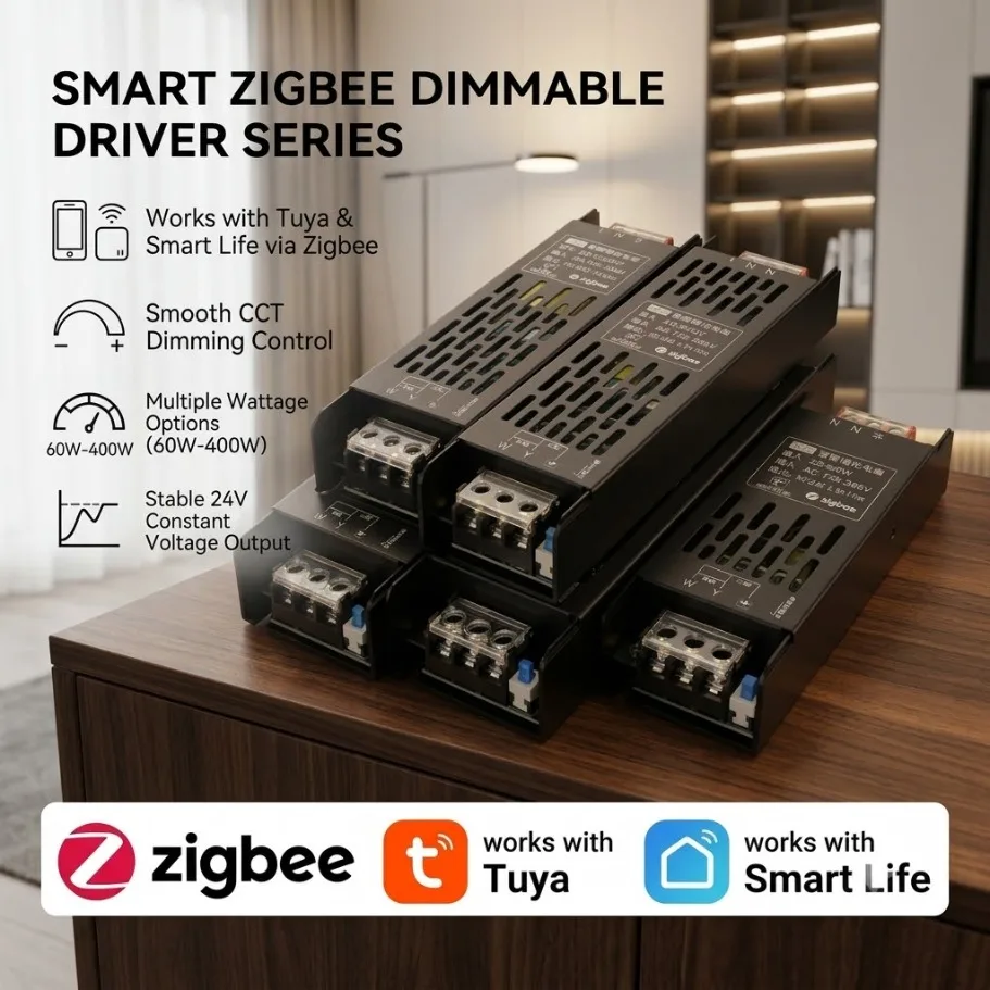 DC24V Tuya Zigbee LED Power Transformer Smart Dimming CCT Adjust APP Control Compatible With Alexa Google for LED Strip Light