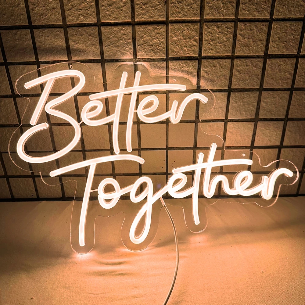 DECO Better Together señal de neón, señal de luz para decoración de fiesta de cumpleaños, regalo para niños alimentado por USB con interruptor y