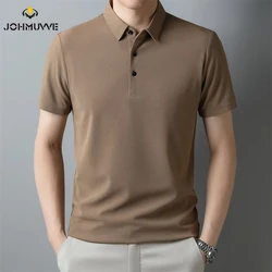 Polo de manga corta para hombre, camiseta transpirable, Top cómodo, color sólido, moda de verano