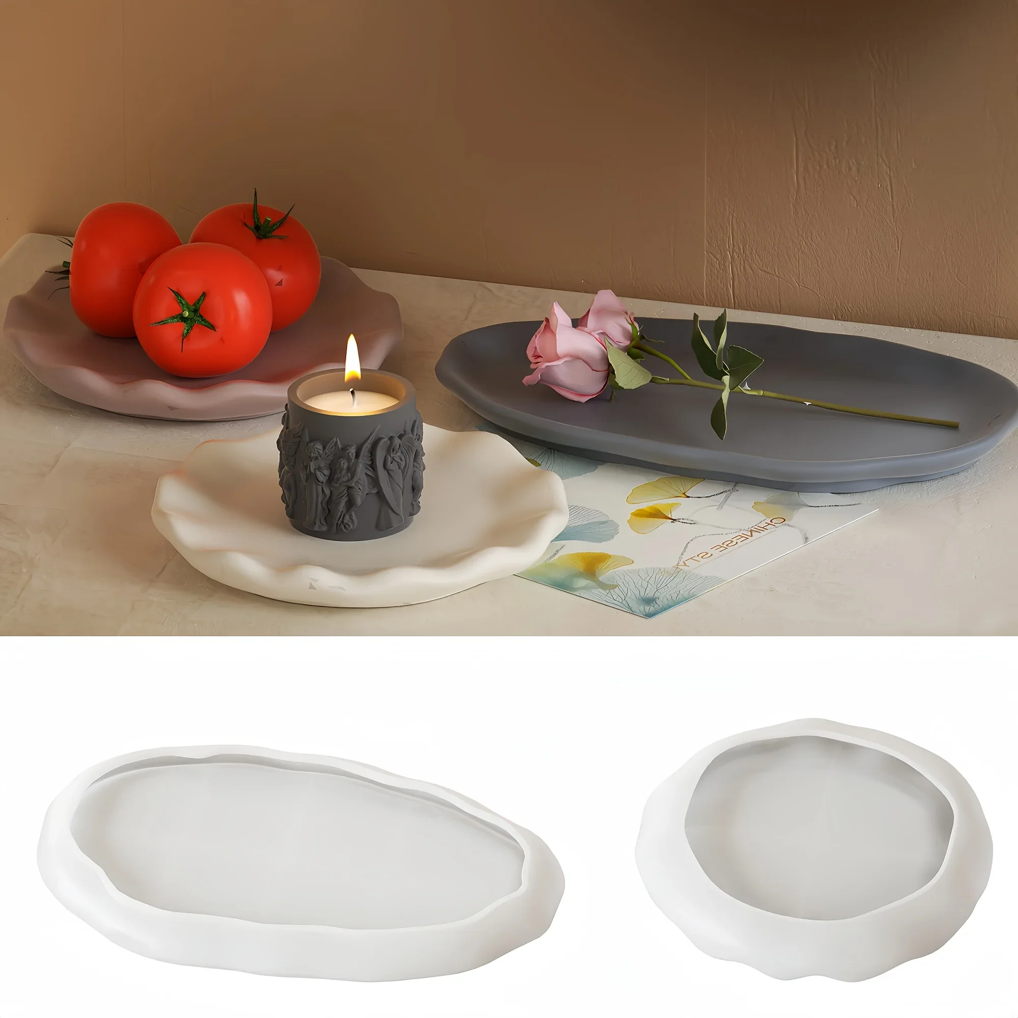 

Art Craft Silicone Mold Set 2pcs - Modern Irregular Trays for Epoxy Resin, Cement & Plaster Home Decor
