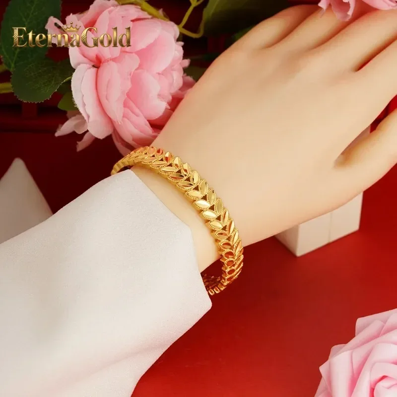 EternaGold Luxury 24K 9999 Pure Gold real gold Women's Wheat Bracelet Ring