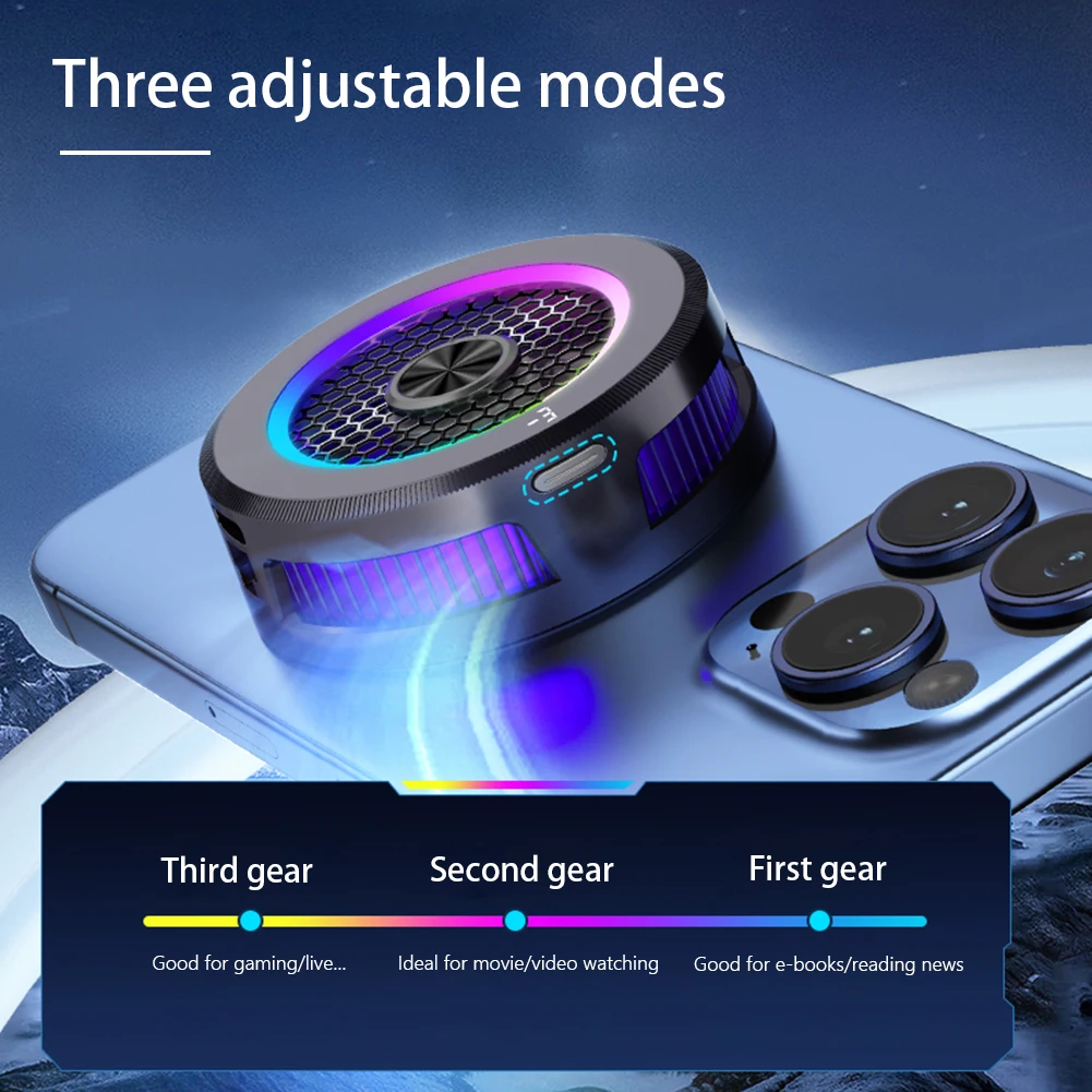 Magnetic & Back-clip Semiconductor Refrigeration Cooling Phone Radiator Digital Display RGB Lighting 3 Modes for iPad Iphone