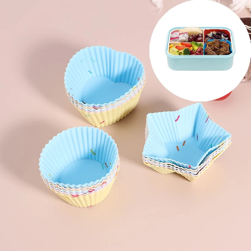 11 Pcs Multi-shape Silicone Muffin Cups Egg Tart Mould Mini Bento Lunch Divider Box Salad Dressing For Kids Lunch Accessories