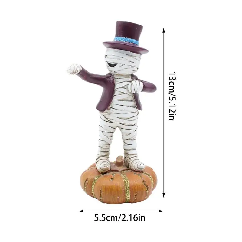 ミイラダンスフィギュア彫刻、樹脂カボチャフェスティバルゴーストデコレーション、ハロウィーンクラフト小道具、3個