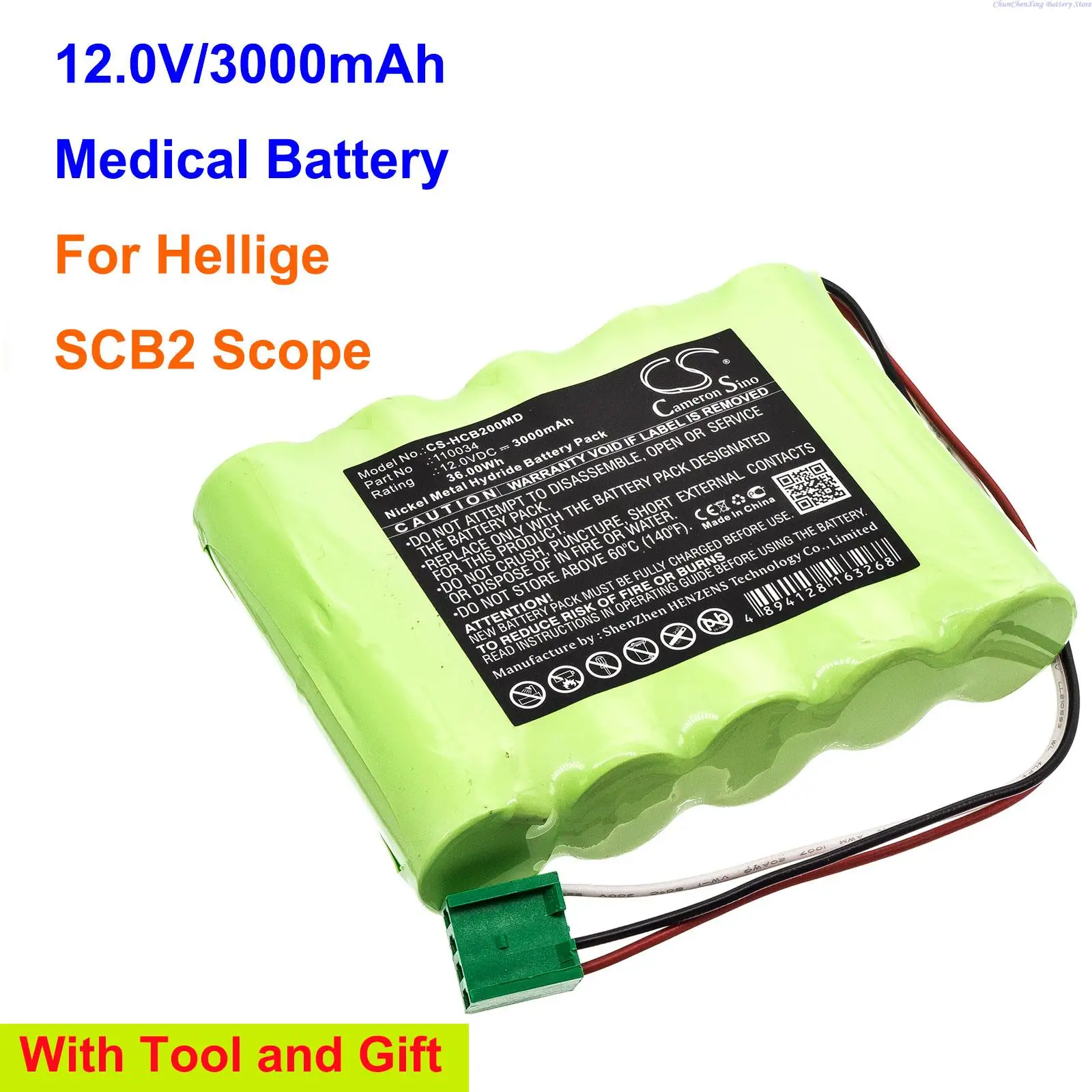 

3000mAh Medical Battery 110034 for Hellige SCB2 Scope