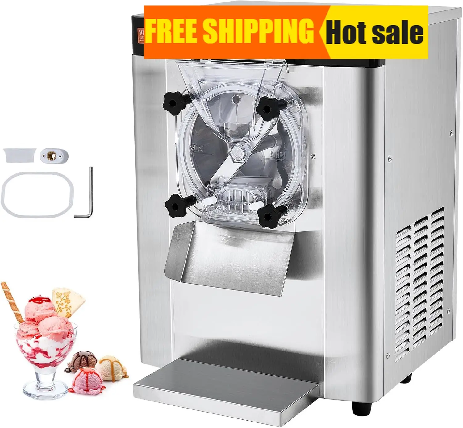 

Commercial Ice Cream Machine 12 L H Yield 1713W Single Flavor Countertop Hard Serve Ice Cream Maker 4 5L Stainless Steel