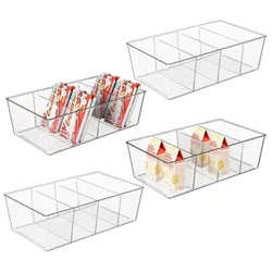 Pantry Organization Clear Storage Bins, Refrigerator Organizer, Fridge Cabinets, Holder with Dividers, Spice Pouches