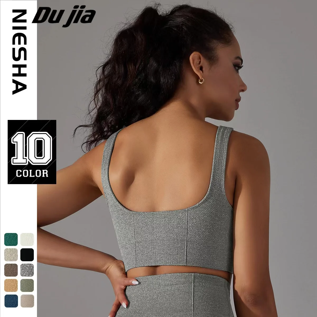 Roupa interior desportiva feminina, camisola de alças acolchoada de longa linha, Yoga Bras, treino, fitness, suporte médio, sem fios, ginásio, novo