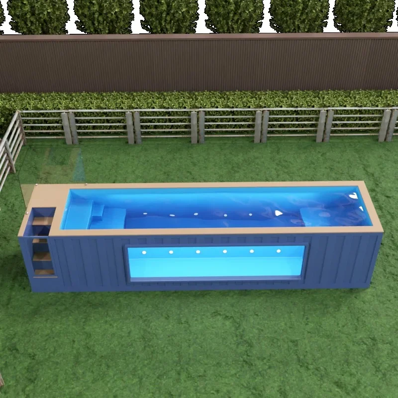 Precio barato, piscina grande de fibra de vidrio, 20 pies, 40 pies, piscinas sobre el suelo, natación al aire libre, contenedor de envío prefabricado, piscina