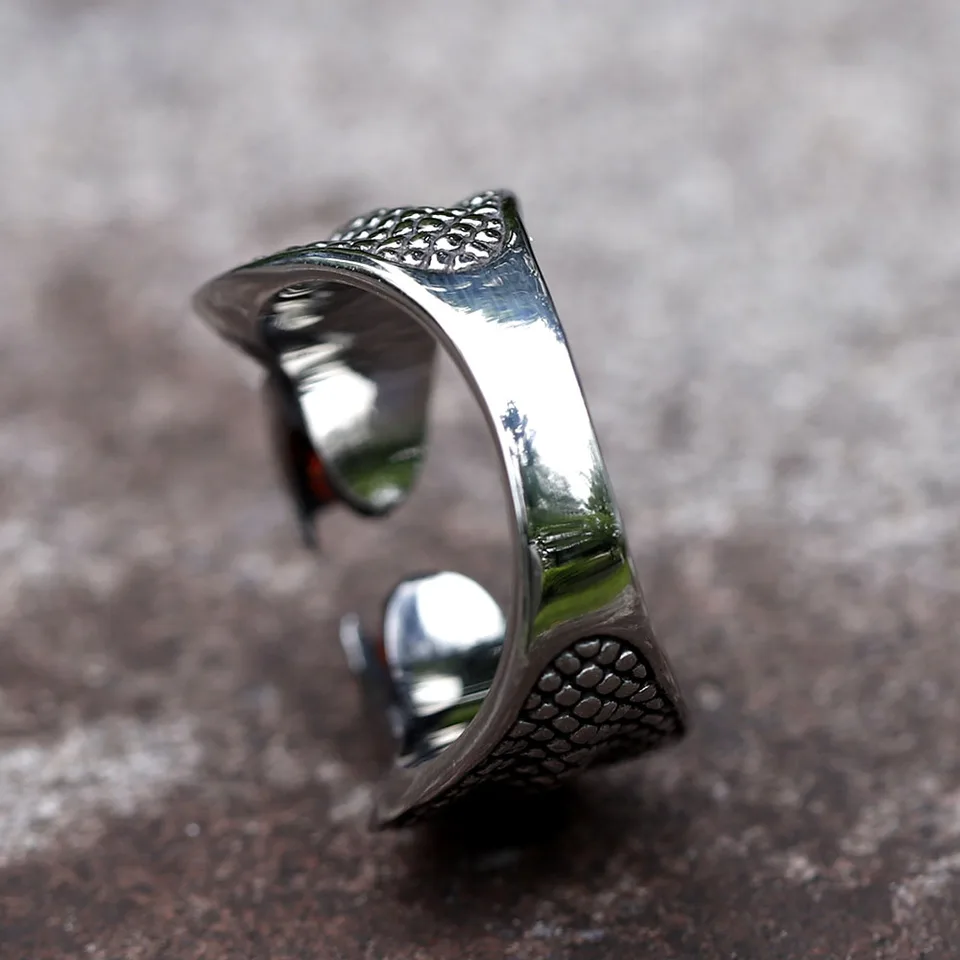 2023 NEW Men's 316L stainless-steel rings retro Two headed snake