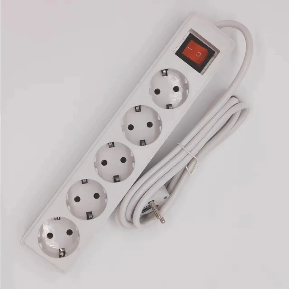 3/4/5 Sockets EU Power Strip 2/3/5Meters Cord Multiple Sockets Power Converter with ON/OFF Switch Extension Socket Home Use