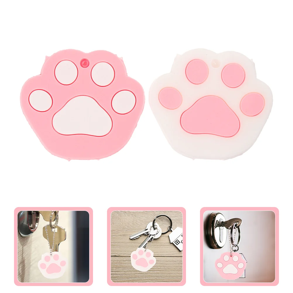 

2 Pcs Cat Paw Cartoon Animal Key Chain Student Air Tags Soft Rubber Covers Caps Claw