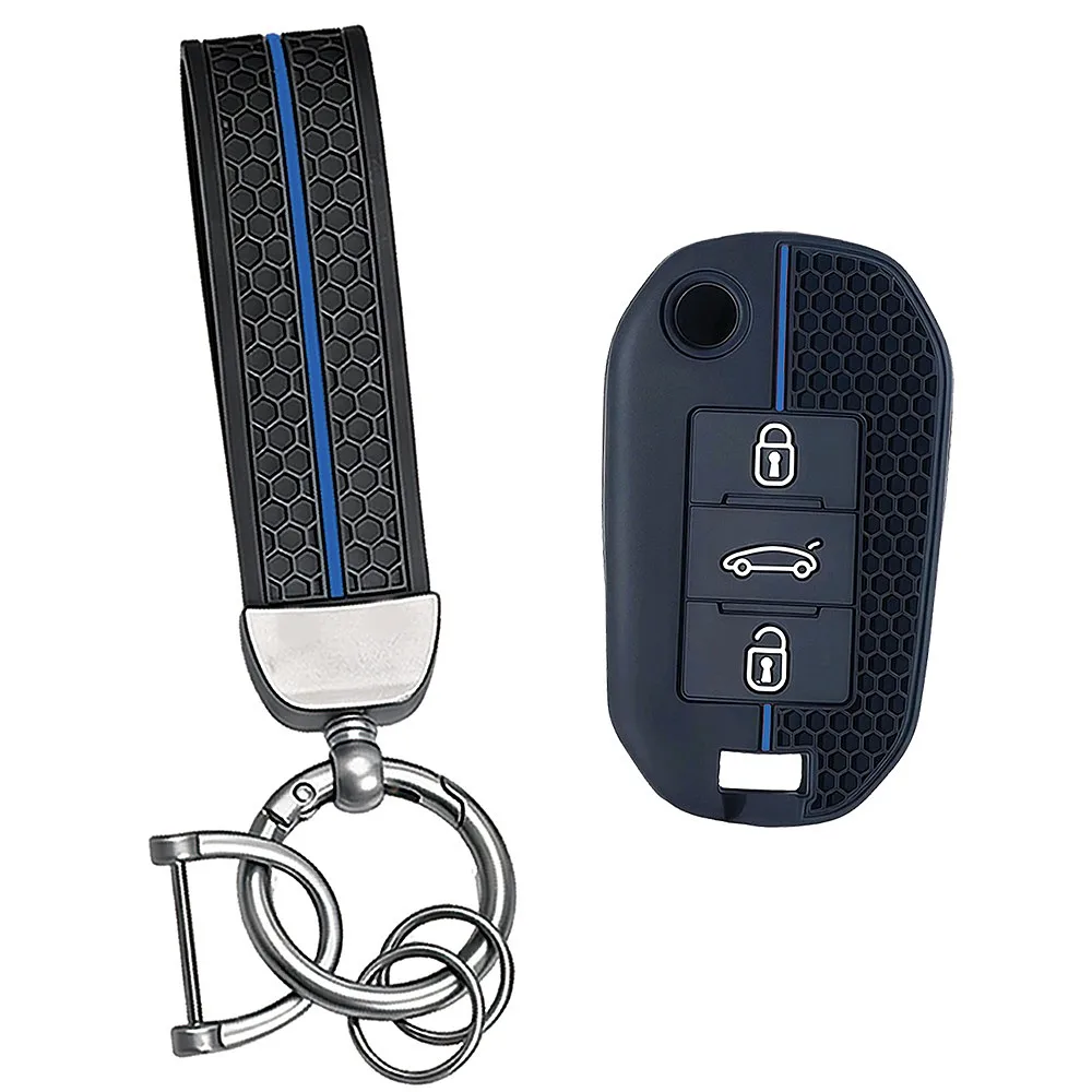 3-Button Silicone Remote Car Key Fob Cover Shell For Peugeot 208 308 2008 508 Citroen C3 C4