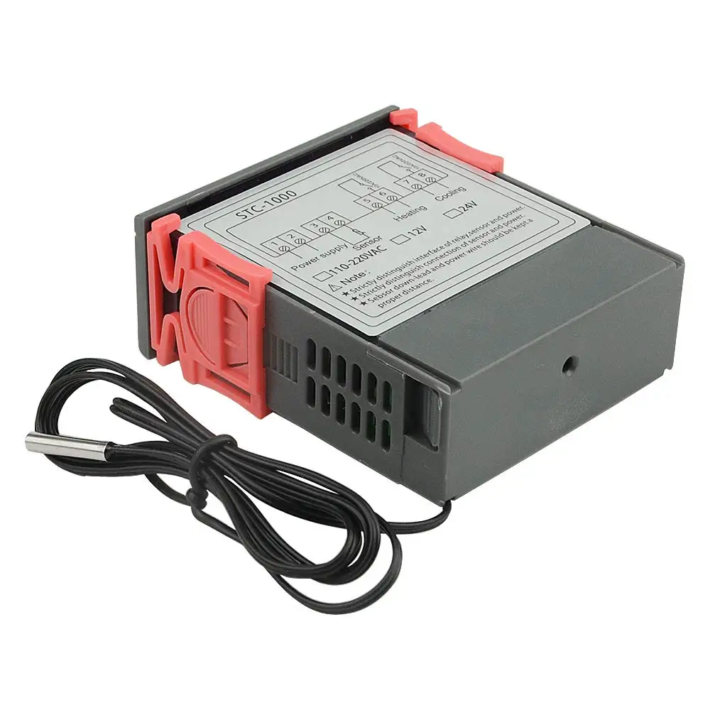 STC 1000 LED digital termostat, untuk pengontrol suhu inkubator pendingin relay termostat 12V 24V 110V 220V