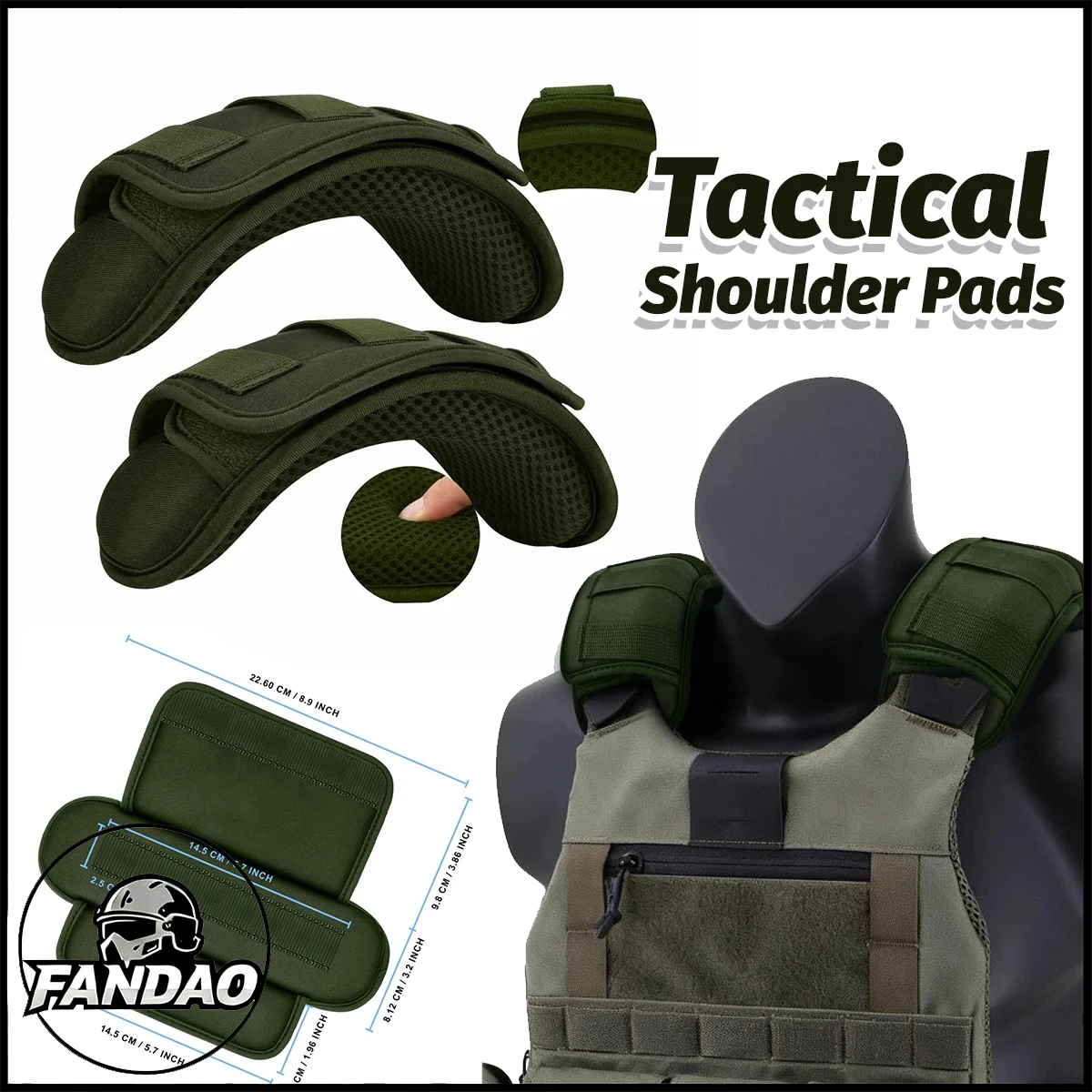 

2Pcs ​Tactical Shoulder Pad Ultra-Thick Cushion Vest Straps Backpacks Breathable Shock-Absorbing for Hunting Military Training