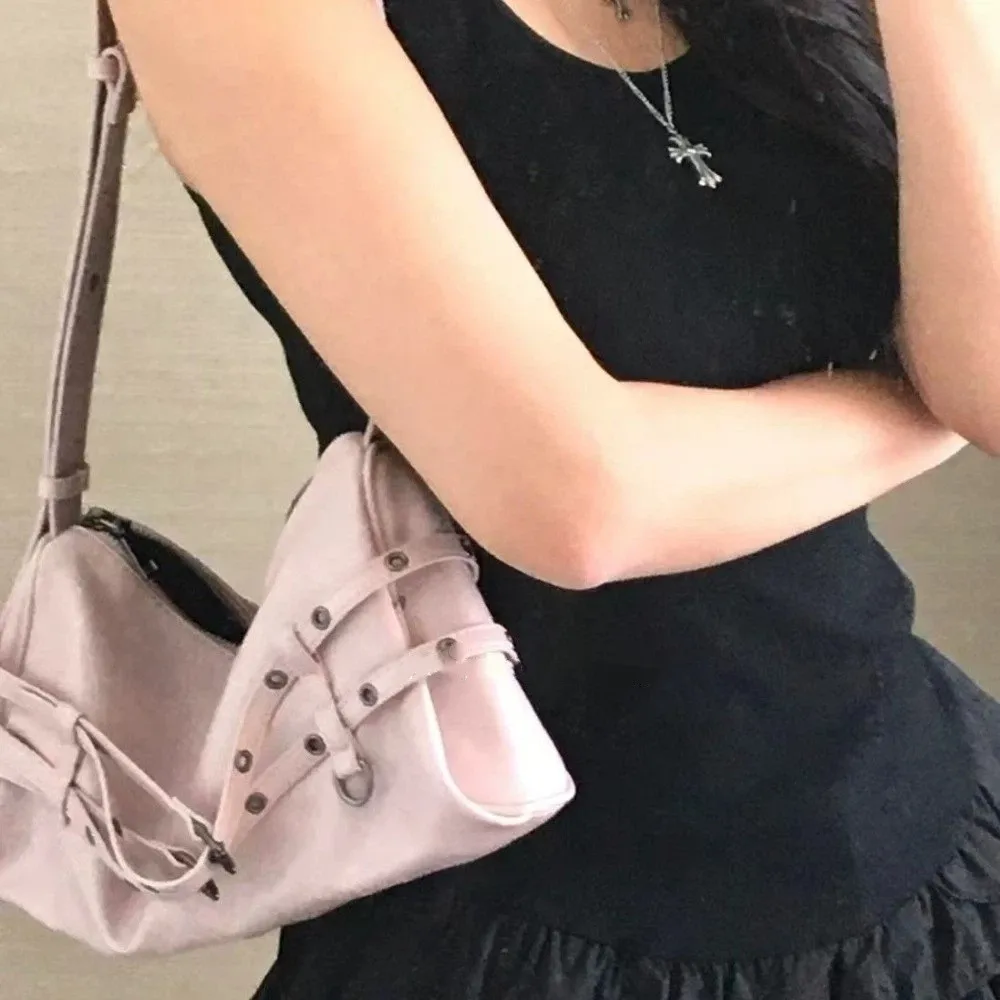 

Casual Buckle Design Shoulder Bag Large Capacity Pure Color Messenger Bag Soft Pu Leather Female Handbag Women