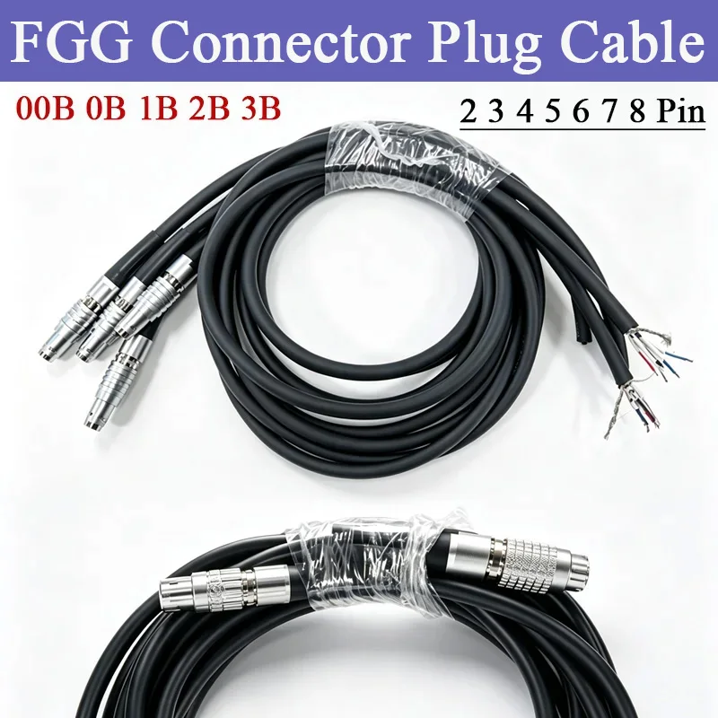 0B 1B FGG Metal Plug Connector Cable 2/3/4/5/6/7/8Pin Power Signal Wir Connectgor Compatible REMO Aviation Plug with 0.5-5M Wire
