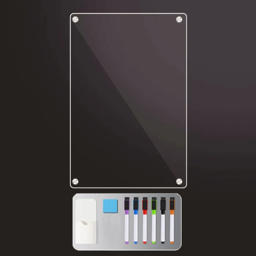 Notice Board Acrylic Magnetic Calendar Board Reusable Rectangle Message Board Clear with Pen and Erase Fridge Menu Grocery Store