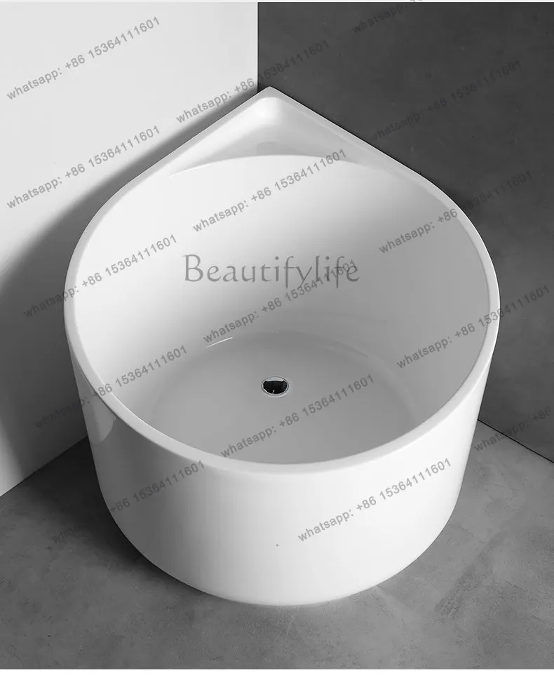 Round corner bathtub household small apartment independent Japanese deep bubble corner mini acrylic bathtub
