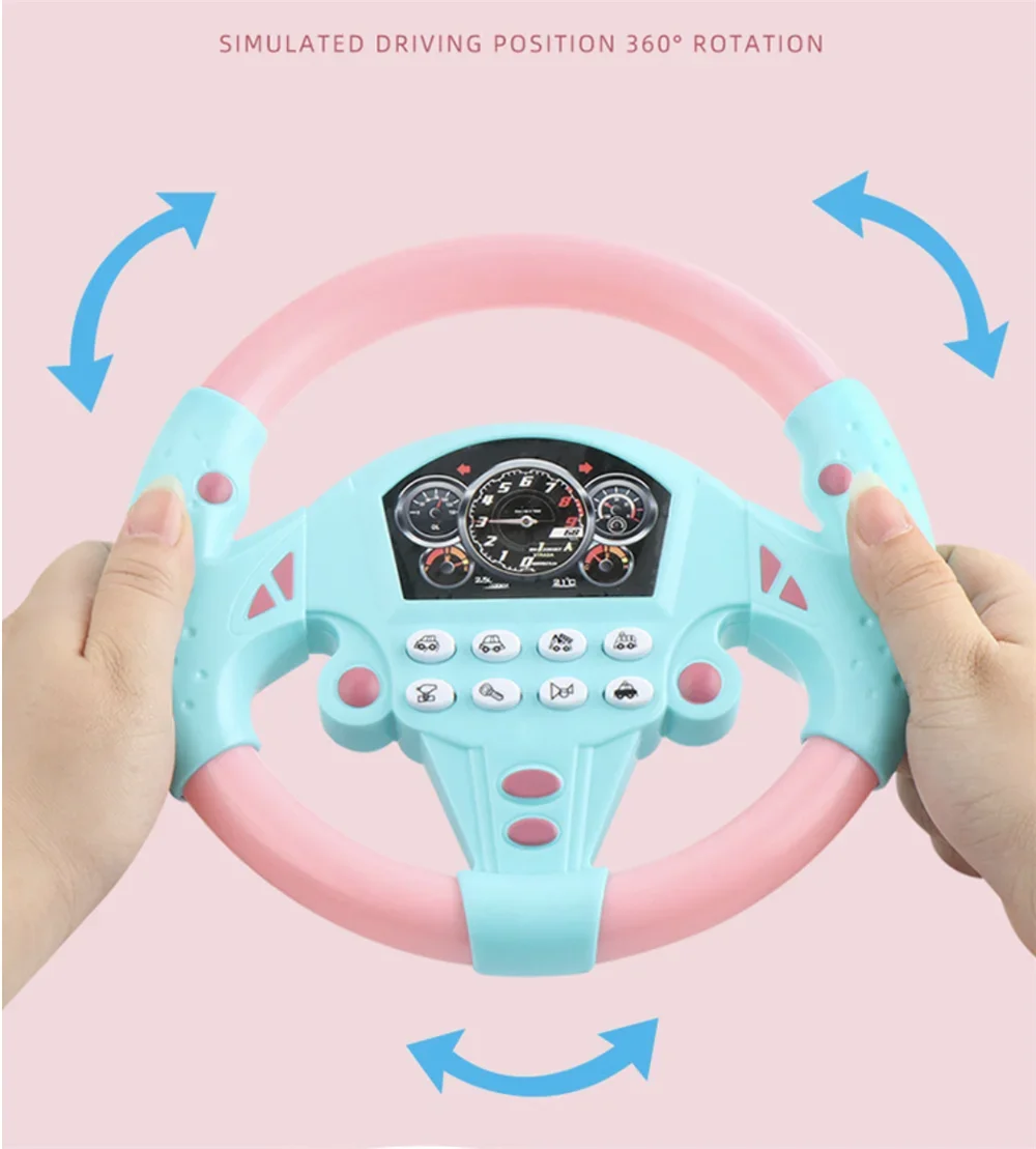 Volante de simulación eléctrica de juguete con luz y sonido, coche educativo para niños, juguete para regalo, juego de aprendizaje temprano múltiple