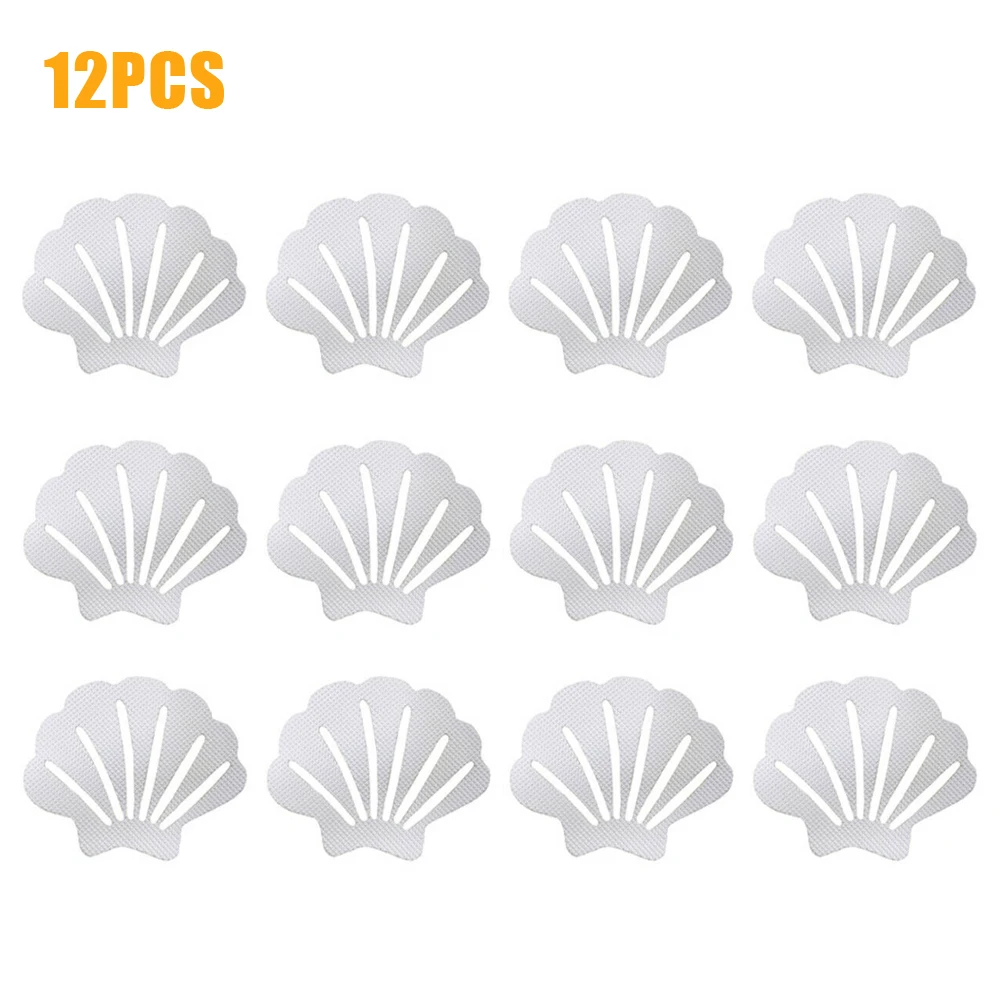 12pcs Shell Shape Anti Slip Stickers Anti Slip Bath Grip Stickers Shower Strips Pad Waterproof Adhesive Floor Safety Tape