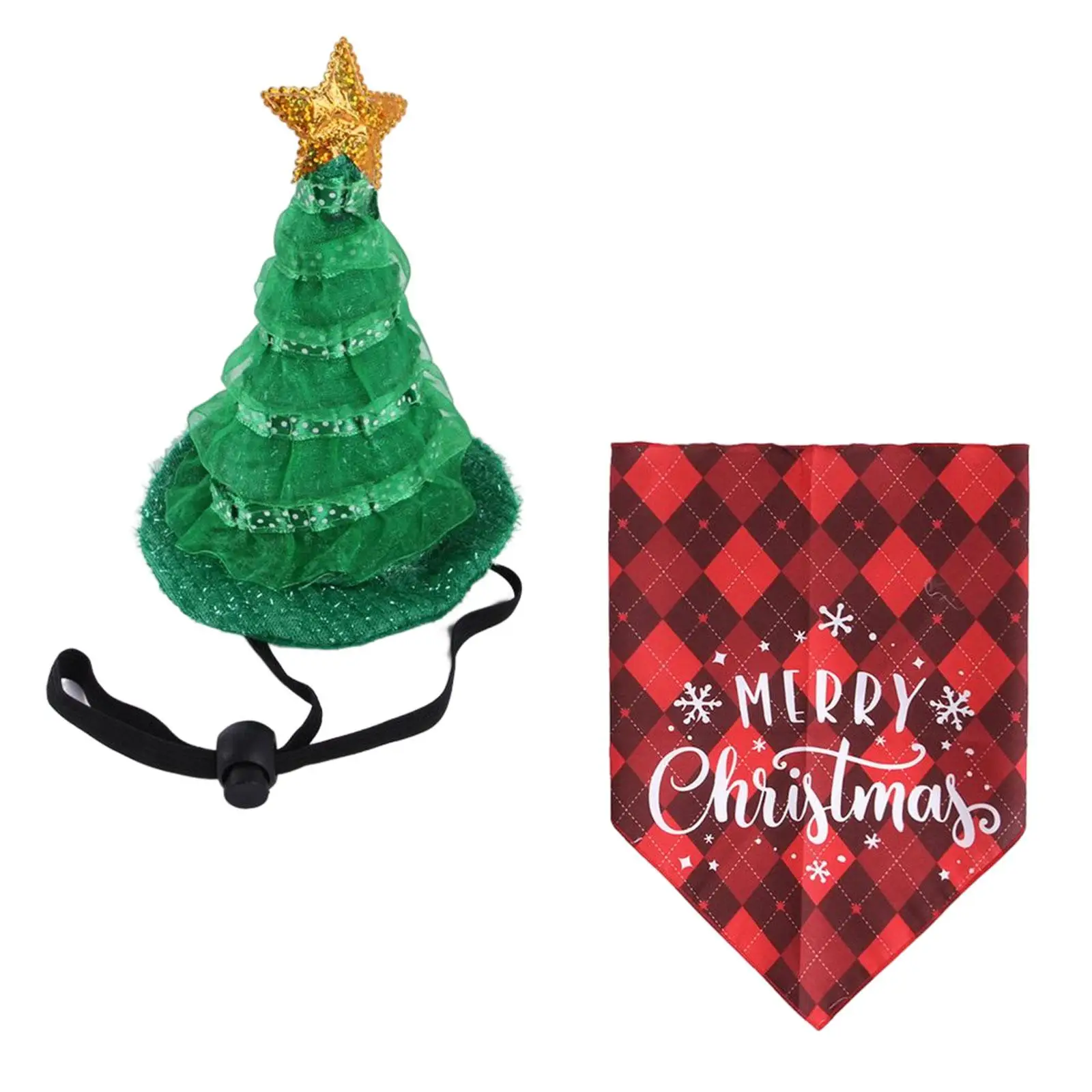 2 Pcs Pet Dogs Bandana with Hat Christmas Costumes Halloween Set Decoration