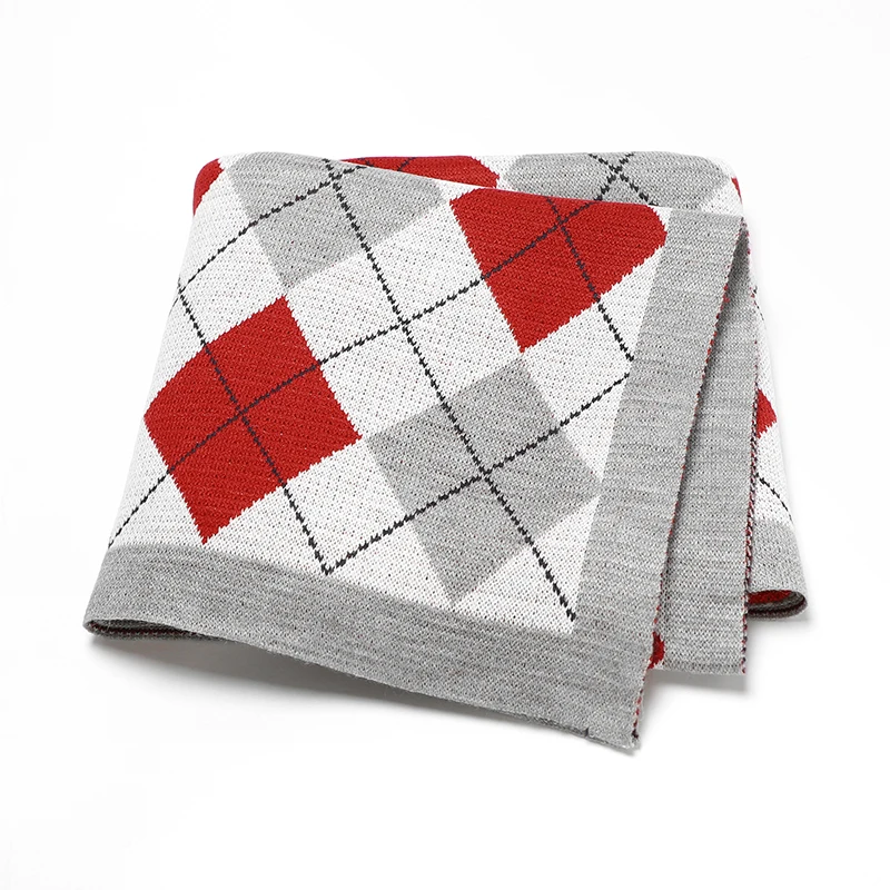 Baby Receiving Blankets Super Soft Newborn Plaid Knitted Blanket Infant Boys Girls Monthly Swaddle Wrap