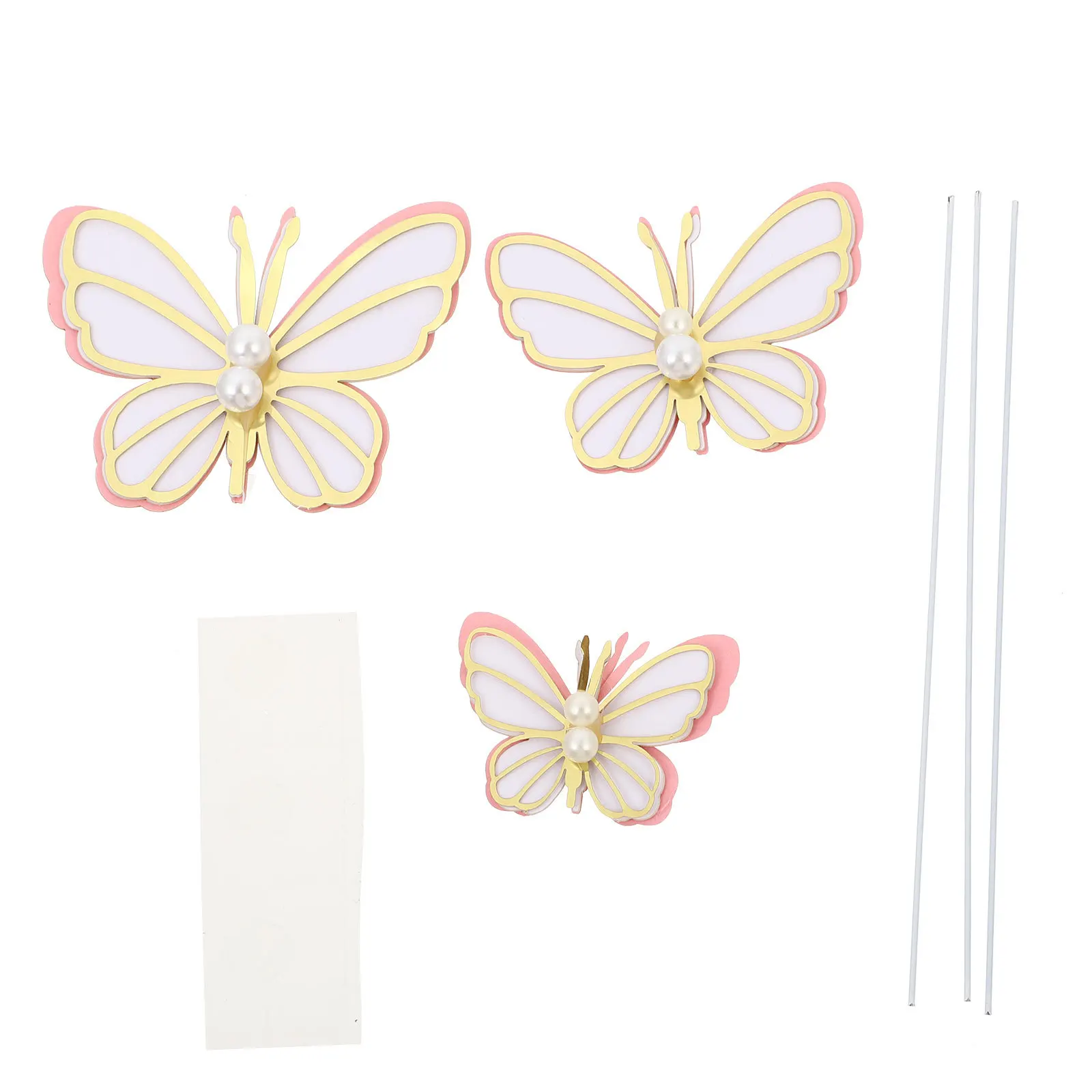 15Pcs 크리 에이 티브 나비 모양의 케이크 픽 종이 토퍼 생일 케이크 장식 파티 용품 파티 용품