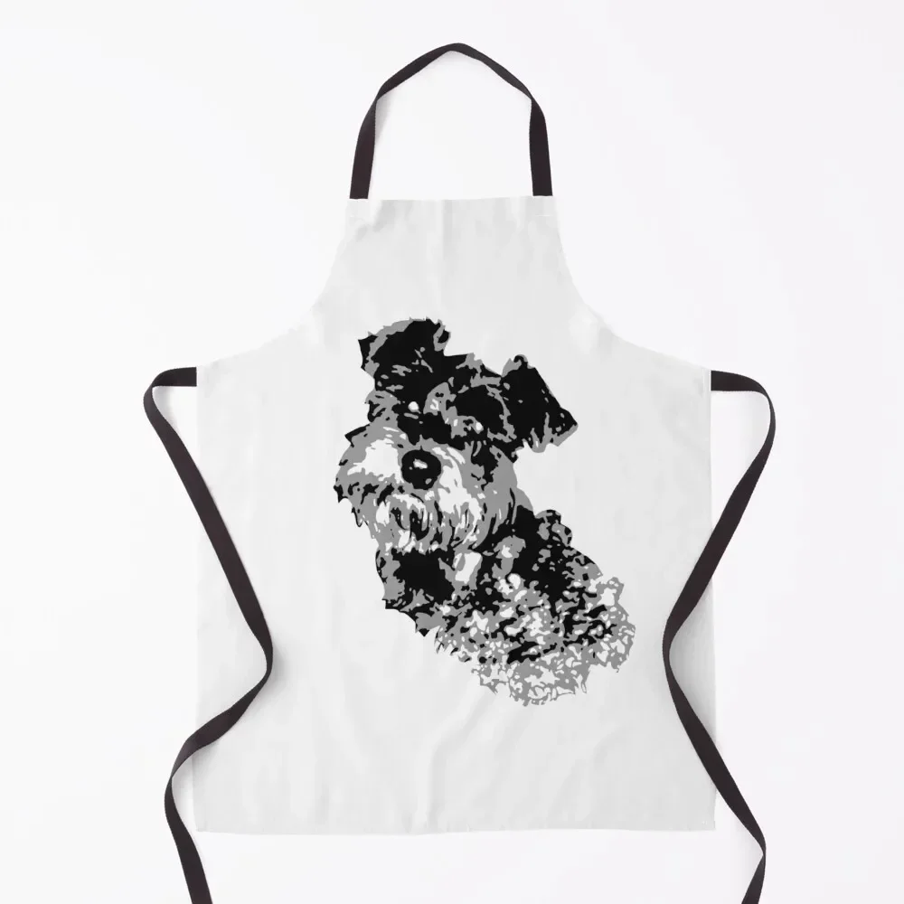 

Miniature Schnauzer Dog Black and White Graphic Drawing Original Artwork Apron with personal logo Chef Uniform For Men Apron