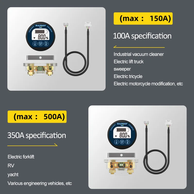 Imagem -05 - Impermeável Indicador Digital Bateria Capacidade Coulomb Contador Meter Voltímetro Coulometer 50a 100a 350a Dc8120v