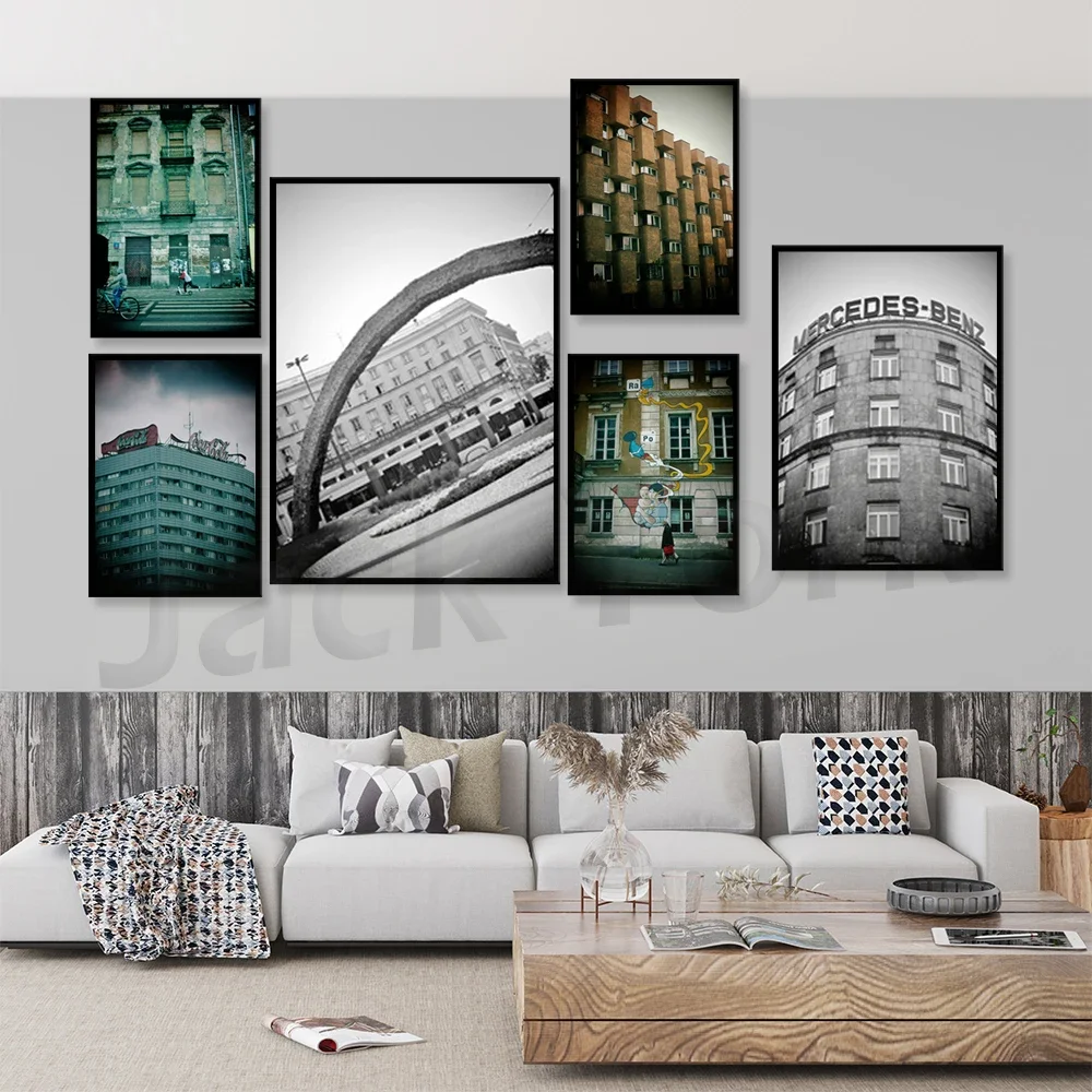 Warsaw brutalist architecture black and white photography poster print, home decor