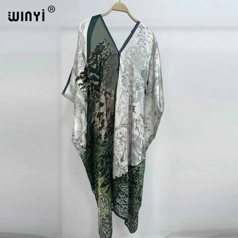 WINYI 2023 new Bohemian fashion Print Women Beach Dress Bathing Suit Cover Up Summer For Woman Beachwear Robe de plage Kaftan