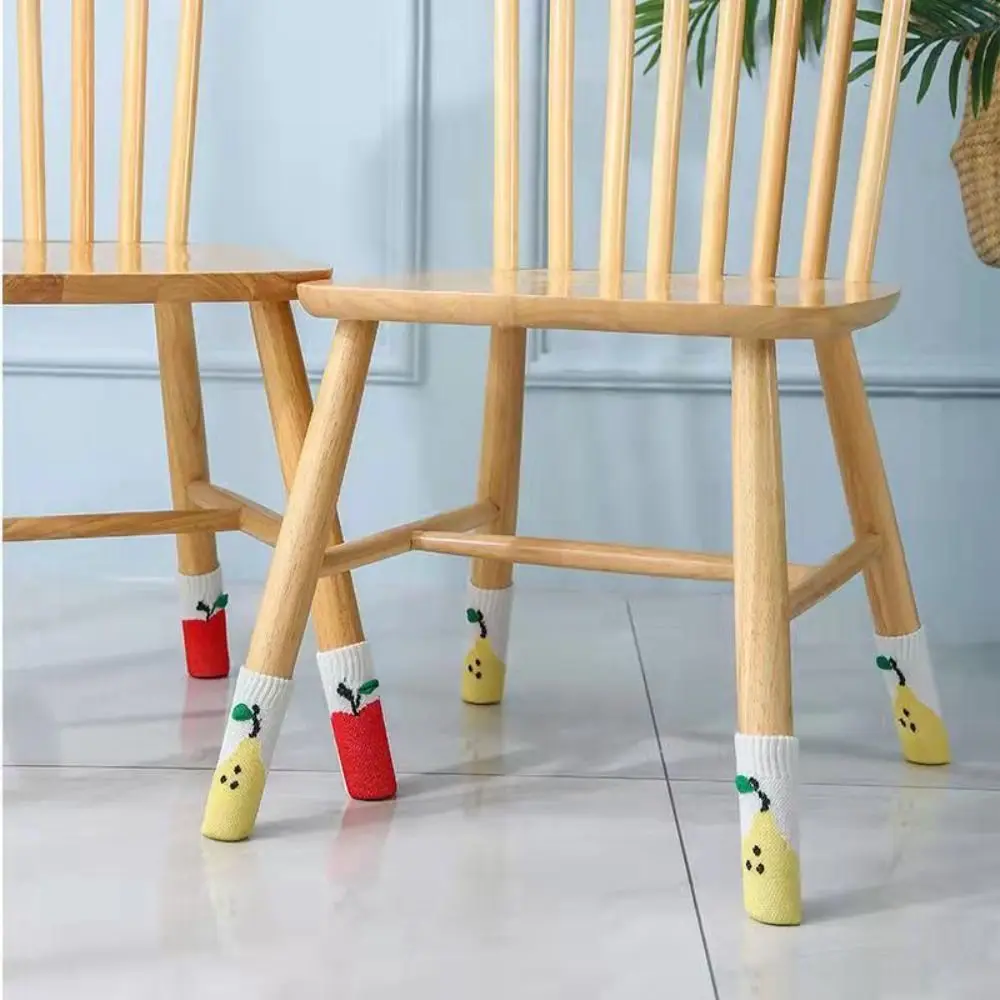 4Pcs/Set Knitted Knitted Table Leg Cover Noise Reduction Non Slip Chair Feet Socks Thicker Table Legs Socks Circumference 6-19cm